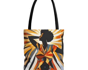 Sunshine Art Tote Bag: Abstract Woman Design