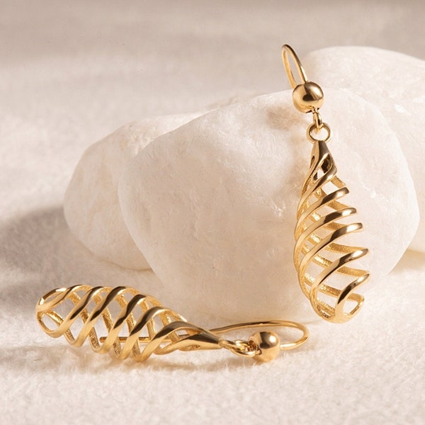 14K Gold Hängeohrringe: Handgemachter Statement Schmuck