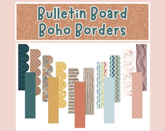 Printable Boho Bulletin Board Borders | Instant Digital Download Classroom Borders Boho Colors | School Teacher Resource for Decoration