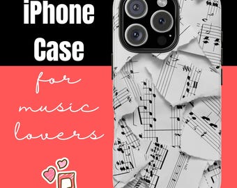 Music Notes Tough Phone Case | iPhone 16 13 14 15 Pro Max | Phone case for Musician | Music Lover iPhone case