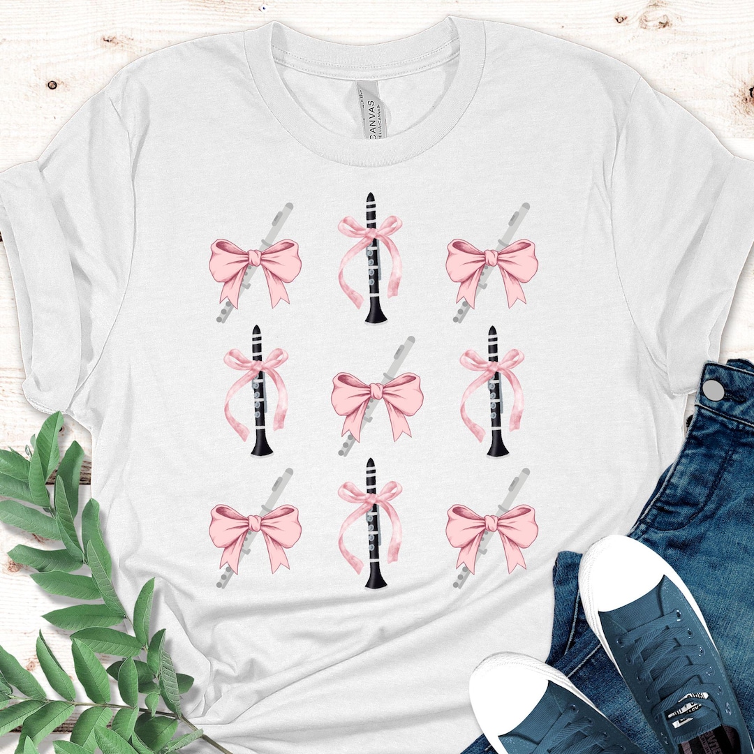 Woodwind Instruments With Pink Coquette Bows Tshirt | Bows Shirt for ...