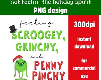 Holiday Scrooge PNG | Design PNG Sentindo Grinchy para uso comercial | Design PNG Não no Espírito de Natal