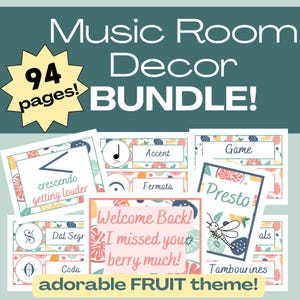 Music Room Decor Bundle | Bulletin Board Posters for Elementary Music Classroom | Music Educator Dynamics Tempo Solfege Notes Music Symbols