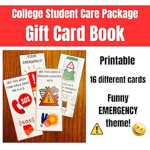College Care Package Gift Card Book | Graduation Gift | Funny Printable Survival Kit for College Student | Build Your Own Gift Card Book