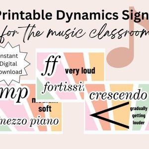 Music Room Dynamics Posters, Printable Elementary Music Room Decor, Retro Decor for Music Classroom Digital Download