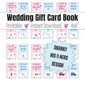 Livro de cartões-presente de casamento para impressão sarcástico | Presente engraçado para ele e para ela para recém-casados | Crie seu próprio livro de cartões-presente para noivos | Presente para noite de encontro