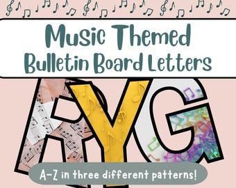 Letras para quadro de avisos da sala de música: decoração para sala de aula para imprimir (download digital)