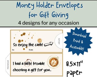 Envelope engraçado para dinheiro de presente | Envelope para porta-dinheiro para impressão digital para download | Cartão para todas as ocasiões de aniversário, natal e formatura