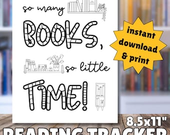 100 Book Challenge Books Read Printable | Reading Log | Color In Book Tracker | Bookshelf Tracker for Reading Goals | Reading Tracker