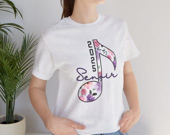 2025 Senior Musician T-Shirt: Floral Music Note Design