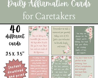 Cartões de Afirmação Diária para Cuidadores | Baralho de Cartas de Autocuidado | Presente para Cuidador de Paciente com Câncer | Cuidador Agradece Apoio à Saúde Mental