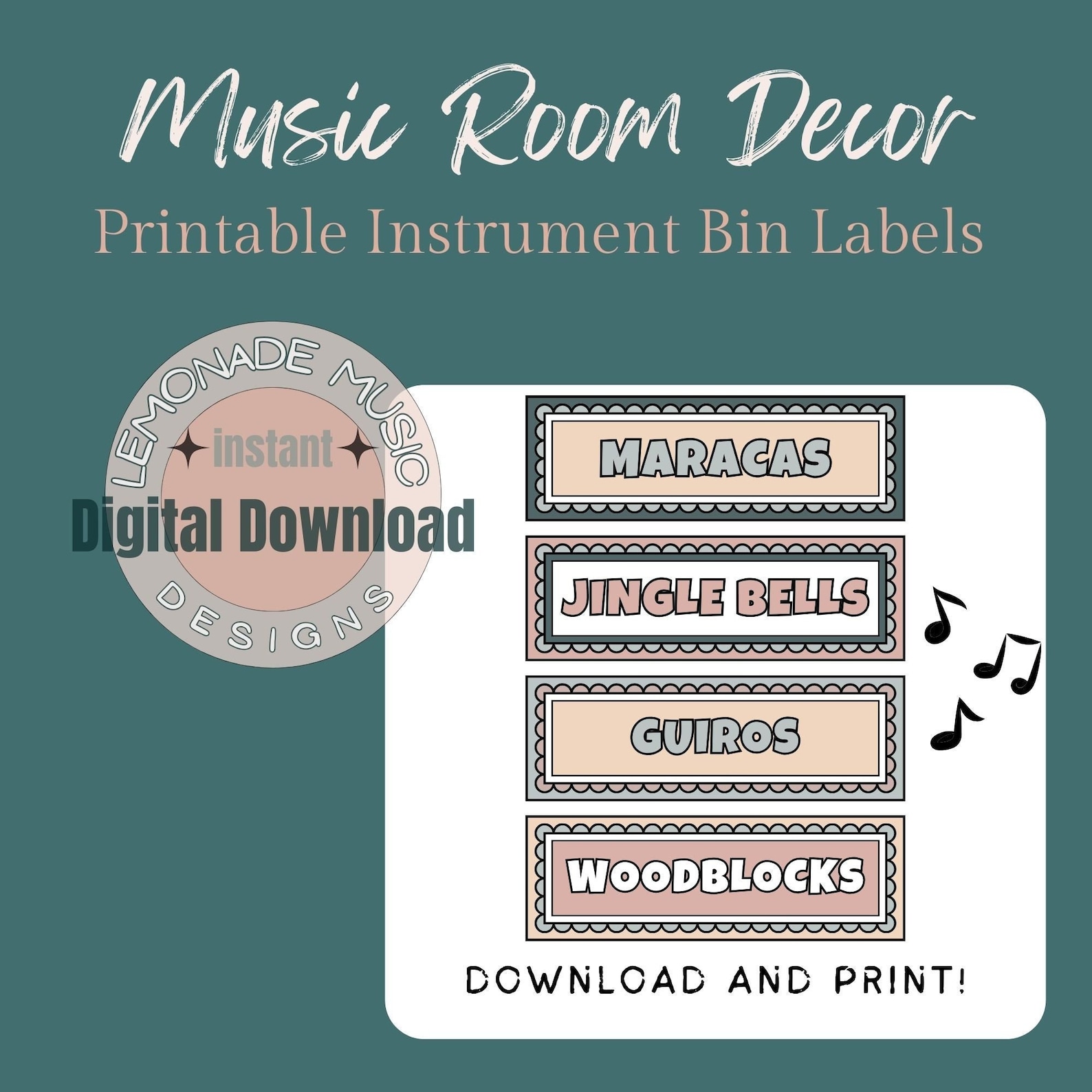 Print Instrument Tracking Labels Printable Elementary Music Classroom Decor, Music Room Instrument Bin ...