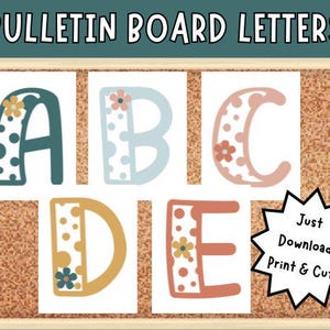 Boho Bulletin Board Letters for Classroom | Printable Letters for Bulletin Board | Digital Download Classroom Decoration Boho Color Alphabet