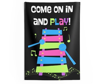 Wandtapijt voor binnen voor de klas algemene muziek | Wanddecoratie voor Orff Music Room | Decoratie klaslokaal muziekeducatie