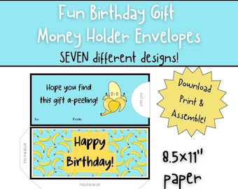 Envelopes de presente de dinheiro | Porta-dinheiro de aniversário | Envelope engraçado para dinheiro de presente | Download digital para impressão de envelope de aniversário de dinheiro de presente