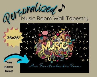 Gepersonaliseerde muziekkamer wanddecoratie wandtapijtbanner voor koorzaal Bandkamer Orkestkamer Aangepaste decoratie leraar algemene muziek