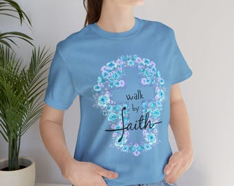 Walk by Faith Floral Cross Tshirt