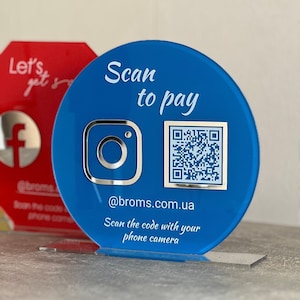QR Code Display Sign Business QR Code Social Media Sign Salon Sign Beauty Sign QR Code Sign Marketing Sign Google Review Acrylic Sign