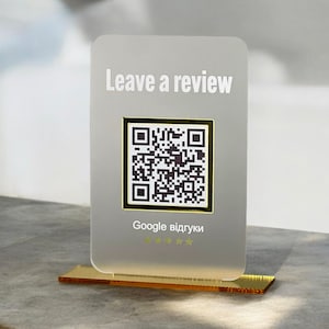 QR Code Barcode Scan NFC Google Review Stand Business Review Link or Social Media  Salon Sign Hairdressers Sign Beautician Sign