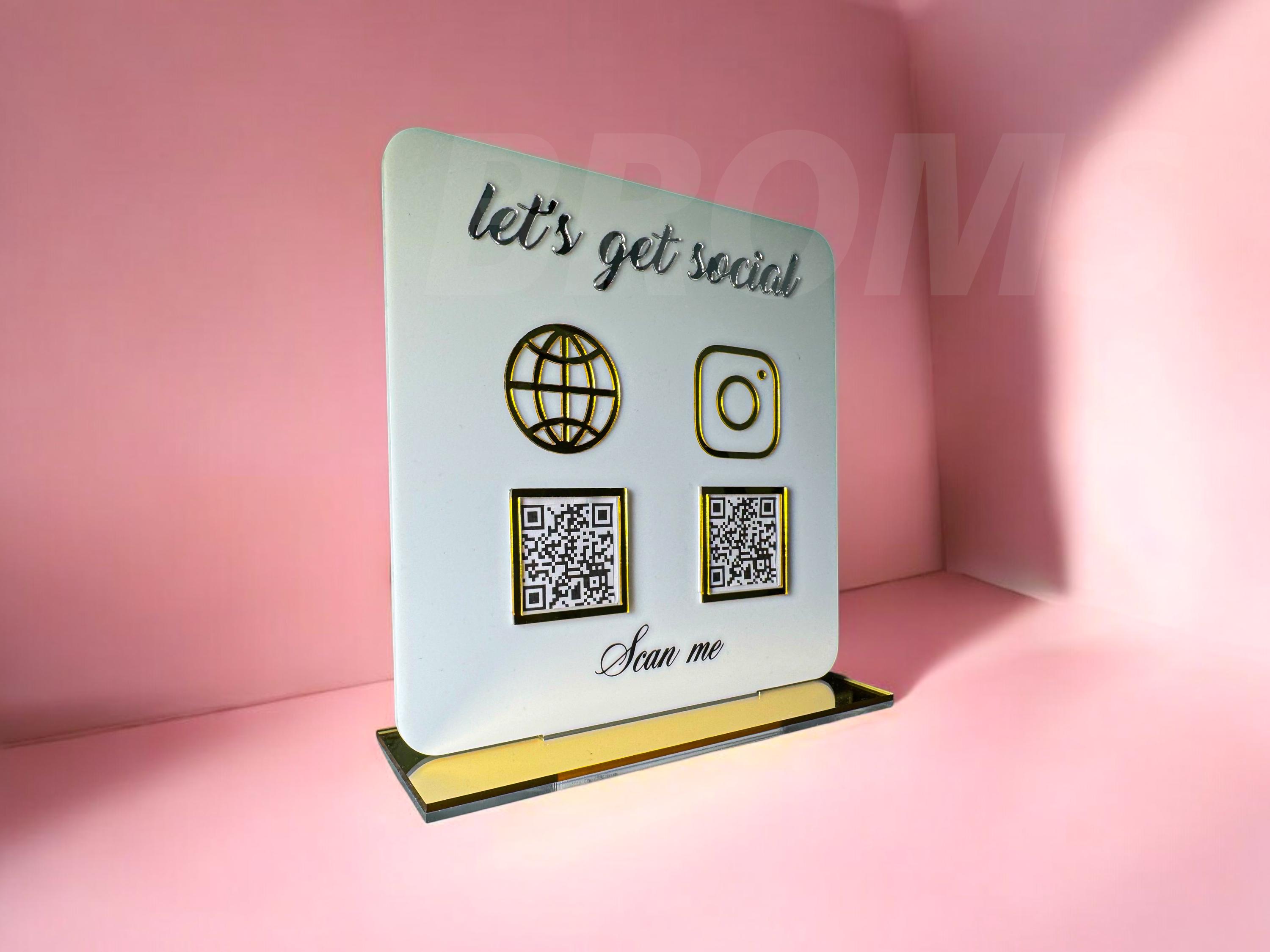 Multi QR Code Social Media Sign, QR Code Display Acrylic, Custom Logo ...