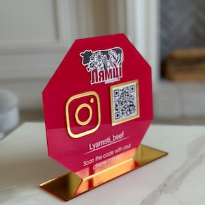 Personalized QR Code Acrylic Sign for Small Business, Social Media QR Code Sign for Beauty Salon, Scan To Pay, Nail Sign Payment