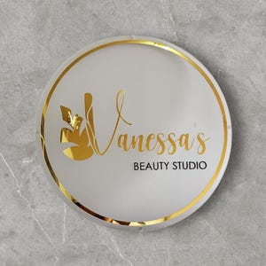 Luxuriöses Runde Logo 3D Schild Benutzerdefinierte Acryl Business Office Storefront Wandbehang Salon Logo Schild Display Branding