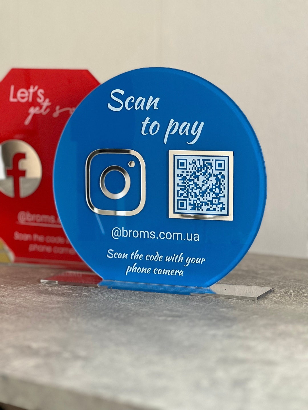 QR Code Display Sign Business QR Code Social Media Sign Salon Sign ...