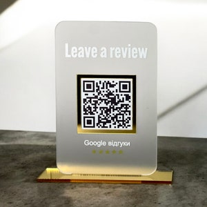 Mini-QR-Code-Anzeigenschild, Google QR-Code, QR-Code-Business-Zeichen, Bewertung uns auf Google, Salon, Friseure, Kosmetikerin Zeichen, mattiertes Acryl