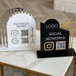 Luxurious Multi QR code Business Social Media Sign Instagram Facebook Sign Salon Sign QR Code Sign Social Media Payment Method