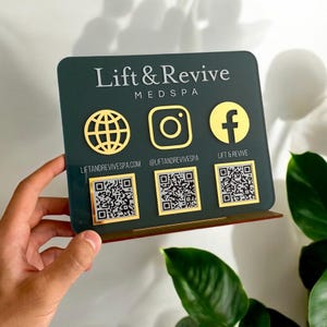 Personalized QR Code Acrylic Sign for Small Business: Cafe, Hairdresser, Beauty Salon, Menu and Price List Scan, Social Media QR Code Sign