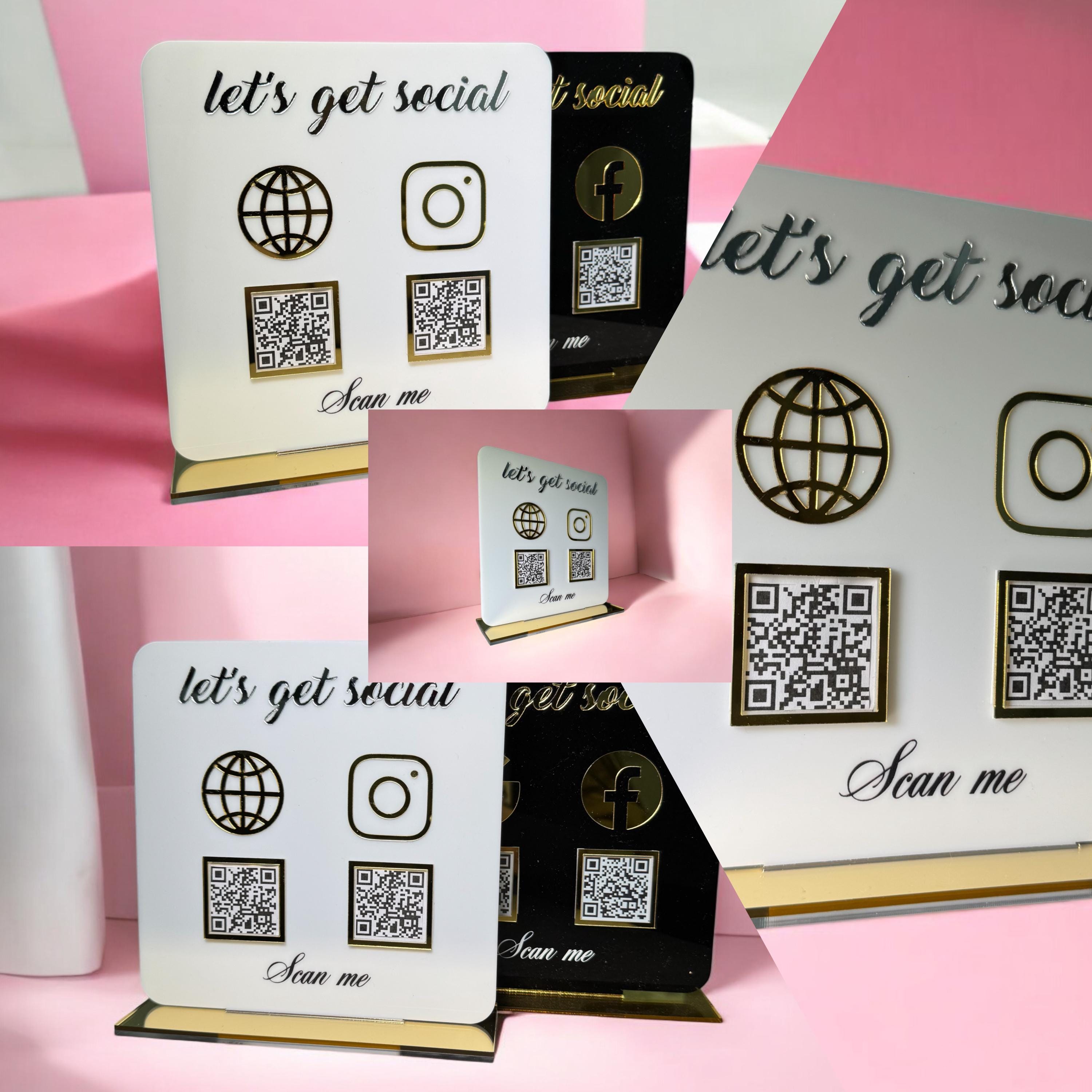 Multi QR Code Social Media Sign, QR Code Display Acrylic, Custom Logo ...