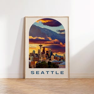 Seattle print, prezenty dla niego, Seattle wall art, Seattle poster, Seattle art, Seattle gift, Seattle retro wall art, Seattleite Christmas gift