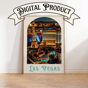 Las Vegas Print, Las Vegas Prezent na Boże Narodzenie, Prezent na ostatnią chwilę, Najlepszy prezent dla niego, Las Vegas Wall Art, Akcesoria do wózków barowych, Las Vegas Wall Art