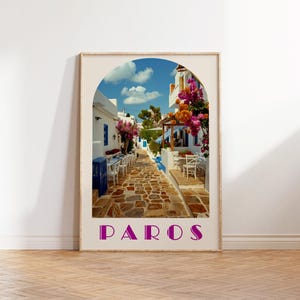 Wydruk z podróży Paros, dzieło sztuki Paros, dekoracja ścienna Paros, plakat z podróży Paros, prezent ślubny Paros Grecja, prezent z greckiej wyspy, prezent z Cyklad w Grecji