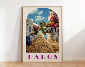 Paros travel print, Paros artwork, Paros wall decor, Paros travel poster, Paros Greece wedding gift, greek island gift, Cyclades Greece gift