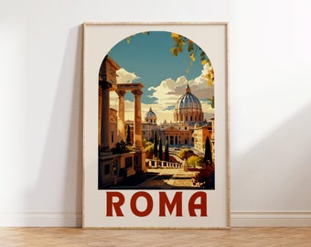 Rome Italy Print, Retro Italy Poster, Rome Italy Wall Art, Rome Print, Rome Wall Decor, Rome Landmark Poster, Italy poster, wedding gift