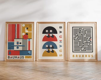 Bauhaus Wandkunst, 3er-Set Drucke, Bauhaus-Druck, Bauhaus Poster, Bauhaus Poster Set, Galerie Wandkunst, Bauhaus Poster Bundle, Barwagen