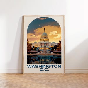 Washington D.C. retro poster, Washington DC Poster, Washington DC Print, Washington DC Wall Decor, Vintage Washington, Washington D.C. gift