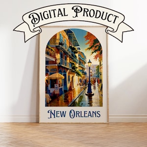 New Orleans Kunstdruck, Last Minute Geschenk, Mardi Gras Kunst, French Quarter Gemälde, Stadtansicht Poster, bestes Geschenk für Ihn, Weihnachtsgeschenke
