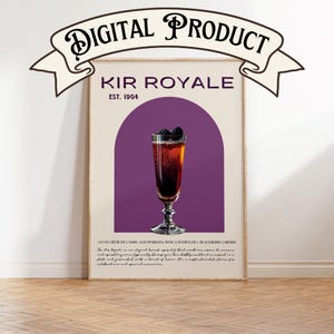 Kir Royale Cocktail, Last Minute Geschenk, Bar Wandkunst, Barwagen Kunst, Geschenk für sie, Bar Dekor, Signature Cocktail Wandkunst, Signatur Cocktail