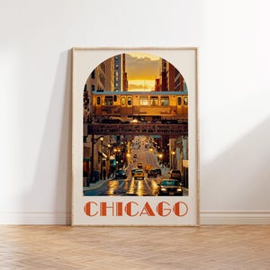 Chicago wall art, Chicago print gift, retro Chicago poster, Chicago poster, Chicago art, Chicago housewarming gift, retro Chicago wall art