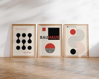 Bauhaus Wandkunst, 3er-Set Drucke, Bauhaus-Druck, Bauhaus Poster, Bauhaus Poster Set, Galerie Wandkunst, Bauhaus Poster Bundle, Barwagen