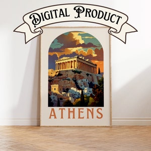 Chic Vintage Athen Poster Druck, Last-Minute-Geschenk, sofort-Download, Athen Poster, Geburtstagsgeschenk, Griechenland Kunstdruck, griechische Wandkunst
