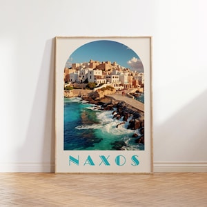 Naxos Griechenland Print, Naxos Griechenland Wandkunst, Kykladen griechische Insel Print, griechische Inseln Geschenk, Vintage Naxos Print, Naxos Griechenland Insel Print