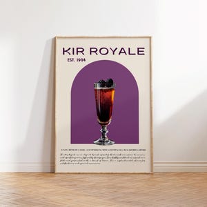 Kir Royale ウォールアート、Kir Royale プリント、クラシックカクテルウォールアート、バーカートウォールアート、バーカート装飾、記念日の贈り物、新築祝いの贈り物