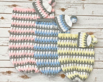 Crochet Pattern - Baby Cocoon - Sleep Sack - Papoose - crochet baby Hat pattern - 3 Sizes - USA & UK terms - CP493 PDF