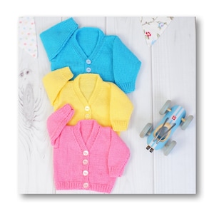Knitting Pattern - Knitted Cardigan Pattern - Newborn Pattern - V Neck Cardigan Pattern - Baby Cardigan Pattern - 3 Sizes - KP251