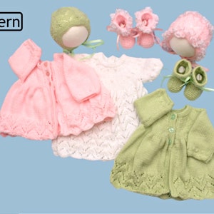 Knitting Pattern - Knitted Dress Pattern - Jacket Pattern - Bonnet Knitting Pattern - Baby Bootees Pattern -0 to 3 months - KP600