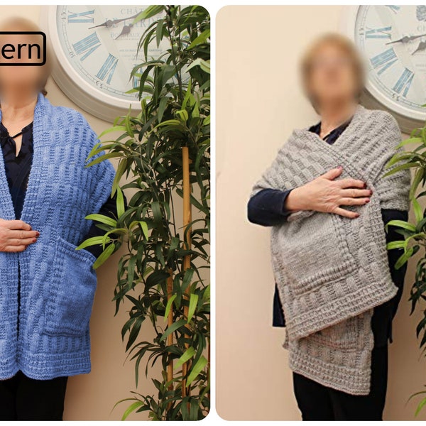 Knitting Pattern - Knitted Pocket Scarf Pattern - Pattern for Shoulder Warmer Scarf - Pocket Scarf Knitting Pattern -  KP612