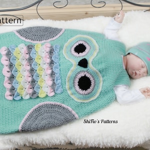 Crochet Pattern - Crochet Sleeping bag Pattern - Baby Pattern - Baby Sleeping Bag Pattern - Owl Pattern - 3 Sizes - C327